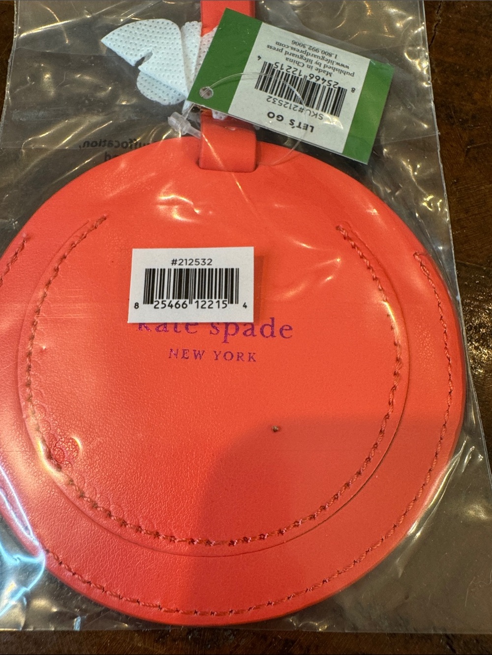 kate spade Pink Round "LET'S GO" Luggage Tag - Picture 2 of 3